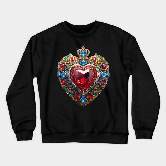 Bejewelled Heart Crewneck Sweatshirt by PurplePeacock